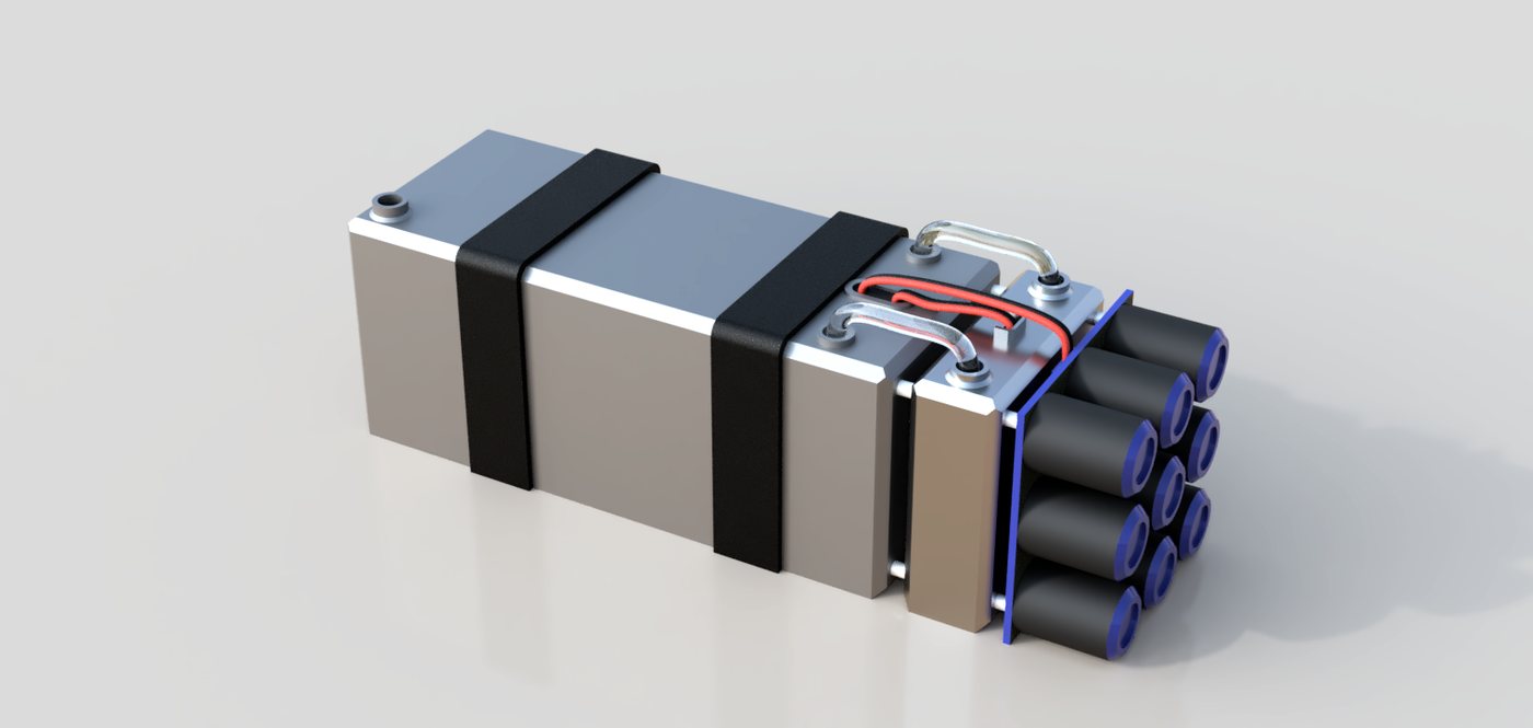 Konstruktionsmodell einer Aluminium-Luft-Batterie mit Luftkathoden