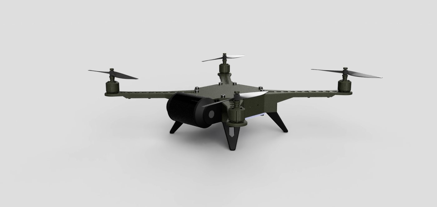 Autonome Drohne, Quadrocopter mit Sensorkapsel